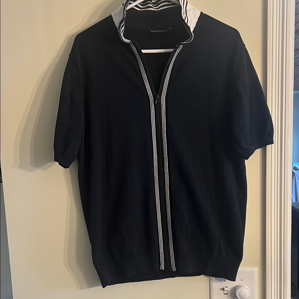 Paul Fredrick Men's Black Zip-Up Sweater
